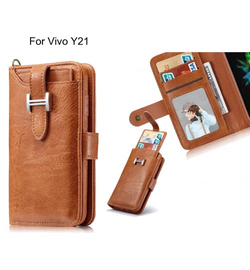 Vivo Y21 Case Retro leather case multi cards cash pocket