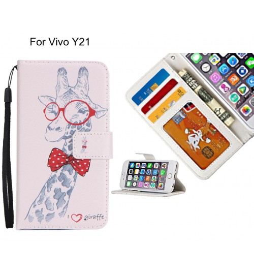 Vivo Y21 case 3 card leather wallet case printed ID