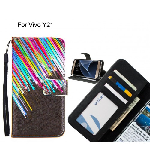 Vivo Y21 case 3 card leather wallet case printed ID