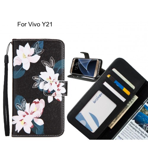 Vivo Y21 case 3 card leather wallet case printed ID