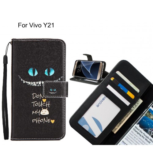 Vivo Y21 case 3 card leather wallet case printed ID