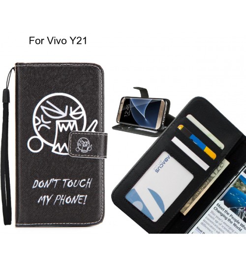 Vivo Y21 case 3 card leather wallet case printed ID