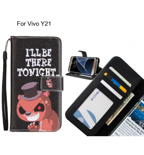 Vivo Y21 case 3 card leather wallet case printed ID