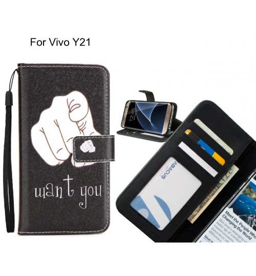 Vivo Y21 case 3 card leather wallet case printed ID