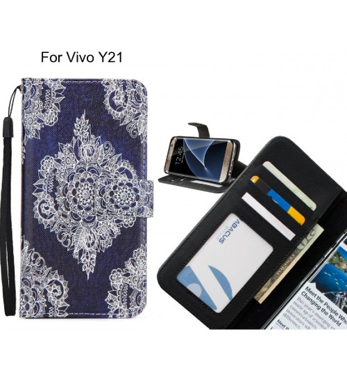 Vivo Y21 case 3 card leather wallet case printed ID