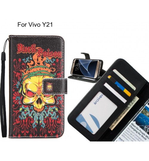 Vivo Y21 case 3 card leather wallet case printed ID