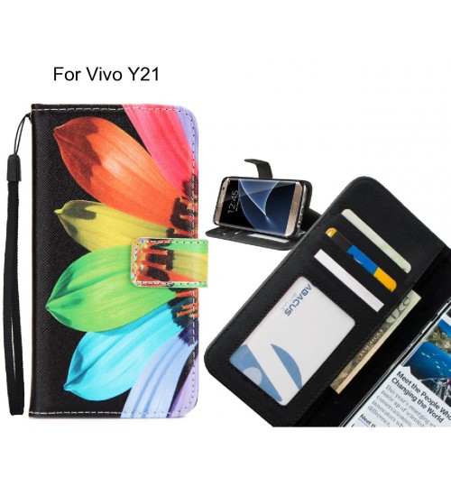 Vivo Y21 case 3 card leather wallet case printed ID