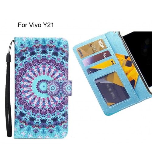 Vivo Y21 case 3 card leather wallet case printed ID