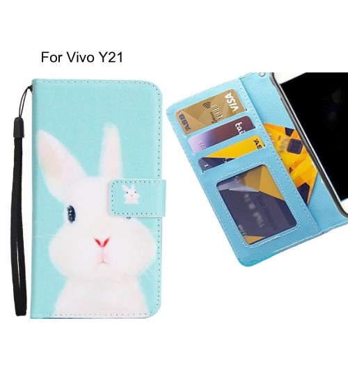 Vivo Y21 case 3 card leather wallet case printed ID