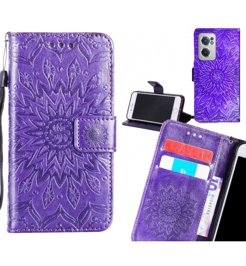 OnePlus Nord CE 2 5G Case Leather Wallet case embossed sunflower pattern