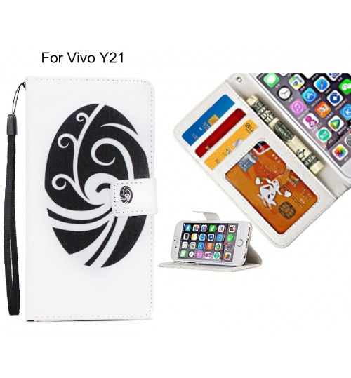 Vivo Y21 case 3 card leather wallet case printed ID