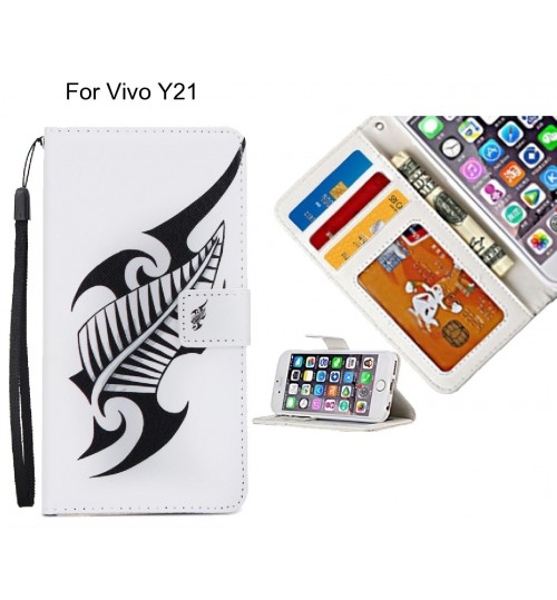 Vivo Y21 case 3 card leather wallet case printed ID