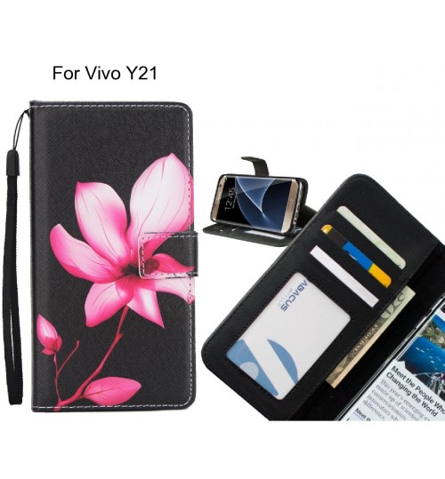 Vivo Y21 case 3 card leather wallet case printed ID