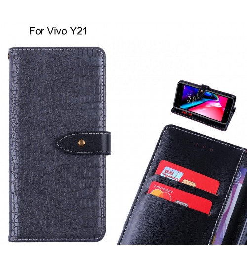 Vivo Y21 case croco pattern leather wallet case