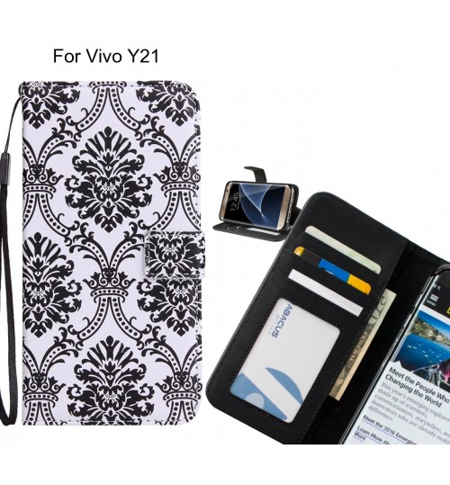 Vivo Y21 case 3 card leather wallet case printed ID