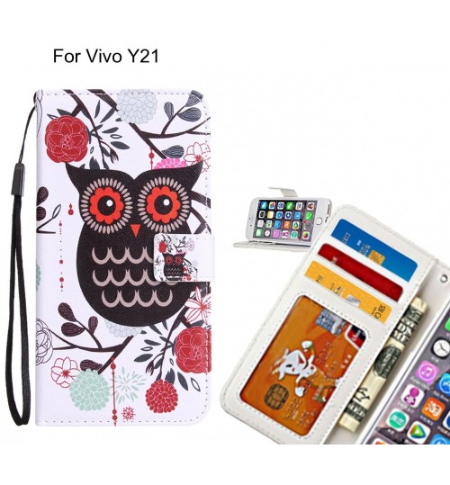 Vivo Y21 case 3 card leather wallet case printed ID