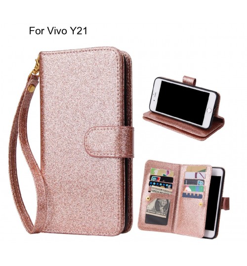 Vivo Y21 Case Glaring Multifunction Wallet Leather Case