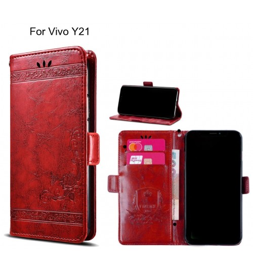 Vivo Y21 Case retro leather wallet case