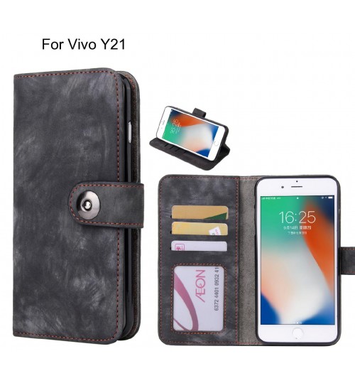 Vivo Y21 case retro leather wallet case