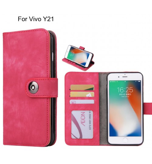 Vivo Y21 case retro leather wallet case