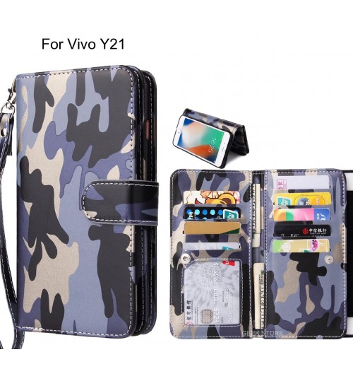 Vivo Y21 Case Camouflage Wallet Leather Case