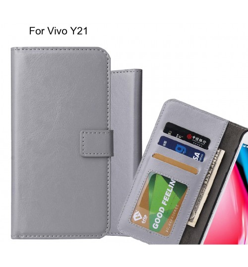 Vivo Y21 Case Fine Leather Wallet Case