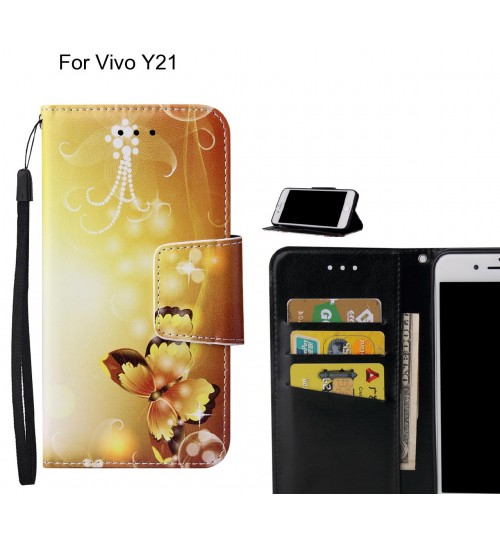 Vivo Y21 Case wallet fine leather case printed