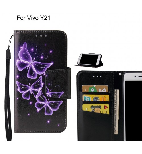 Vivo Y21 Case wallet fine leather case printed