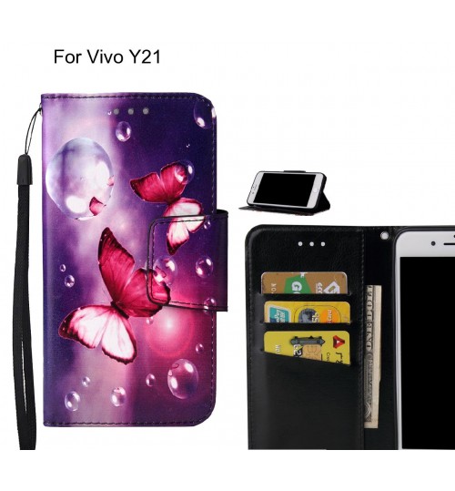 Vivo Y21 Case wallet fine leather case printed