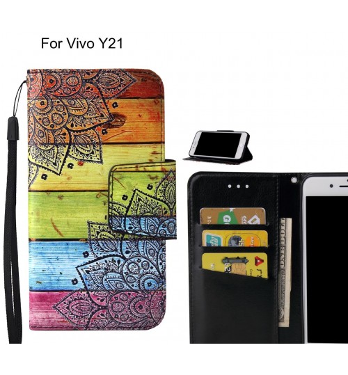 Vivo Y21 Case wallet fine leather case printed