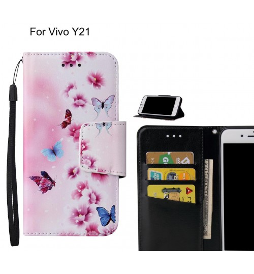 Vivo Y21 Case wallet fine leather case printed