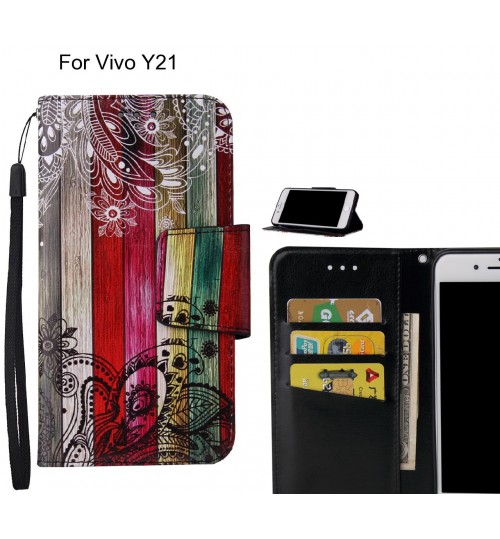 Vivo Y21 Case wallet fine leather case printed