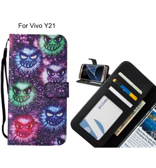 Vivo Y21 case leather wallet case printed ID