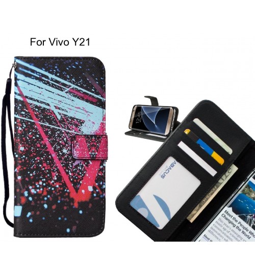 Vivo Y21 case leather wallet case printed ID