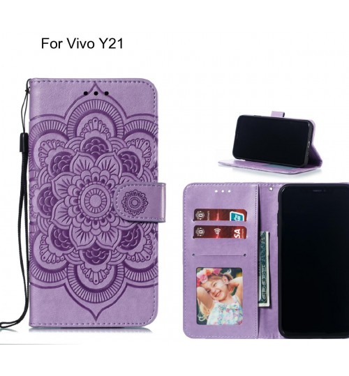 Vivo Y21 case leather wallet case embossed pattern