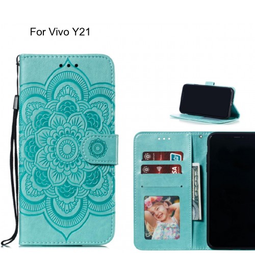 Vivo Y21 case leather wallet case embossed pattern