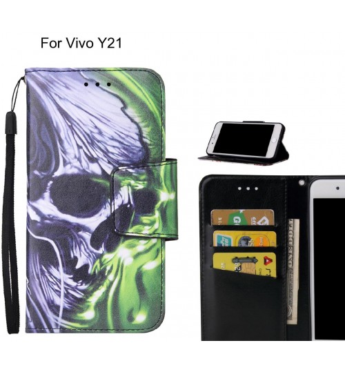 Vivo Y21 Case wallet fine leather case printed