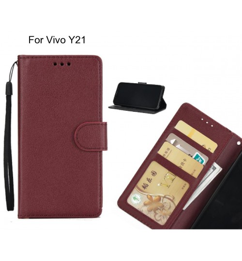 Vivo Y21  case Silk Texture Leather Wallet Case