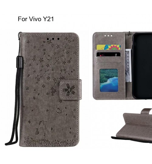 Vivo Y21 Case Embossed Wallet Leather Case