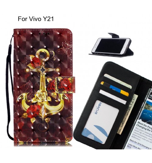 Vivo Y21 Case Leather Wallet Case 3D Pattern Printed