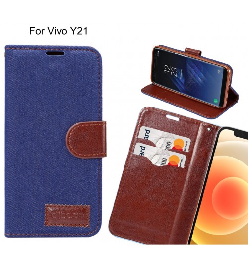 Vivo Y21 Case Wallet Case Denim Leather Case