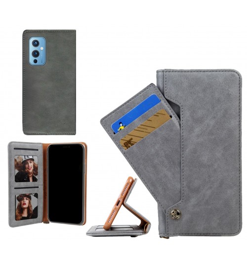 OnePlus 9 case slim leather wallet case 4 cards 2 ID magnet