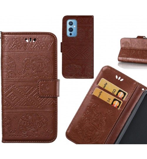 OnePlus 9 case Wallet Leather case Embossed Elephant Pattern