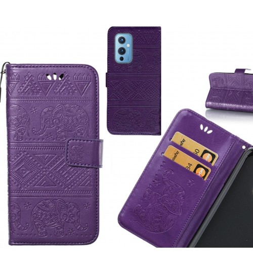 OnePlus 9 case Wallet Leather case Embossed Elephant Pattern