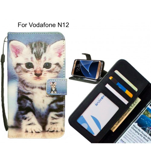 Vodafone N12 case 3 card leather wallet case printed ID