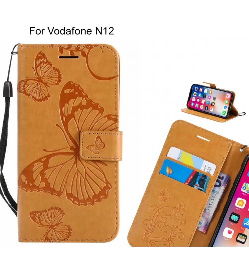 Vodafone N12 case Embossed Butterfly Wallet Leather Case