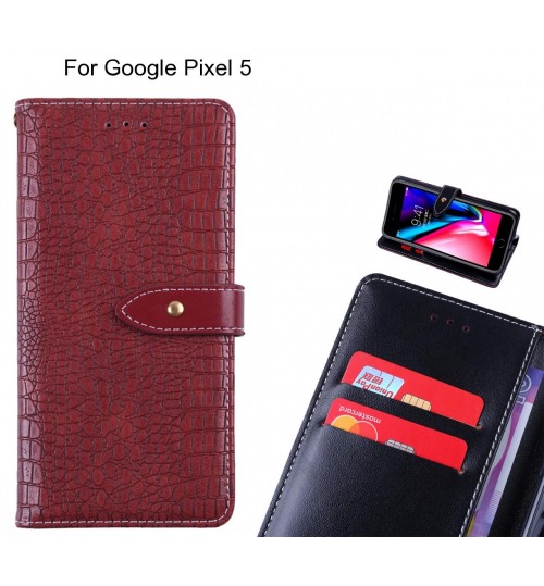 Google Pixel 5 case croco pattern leather wallet case