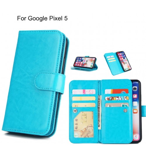 Google Pixel 5 Case triple wallet leather case 9 card slots