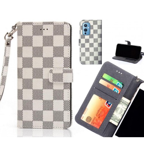 OnePlus 9 Case Grid Wallet Leather Case