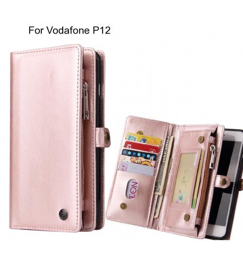 Vodafone P12 Case Retro leather case multi cards cash pocket